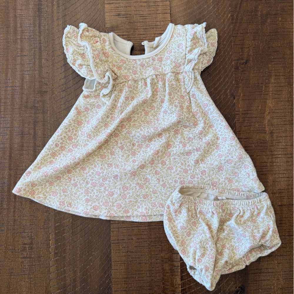Quincey Mae Floral Flutter Sleeve Dress Size 3-6M